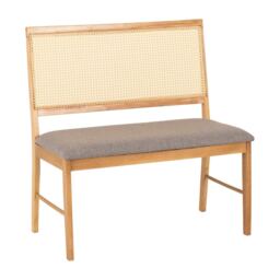 Ellis Indoor Dining Bench - L52 x W89 x H92.5 cm - Oak Effect - Grey Fabric