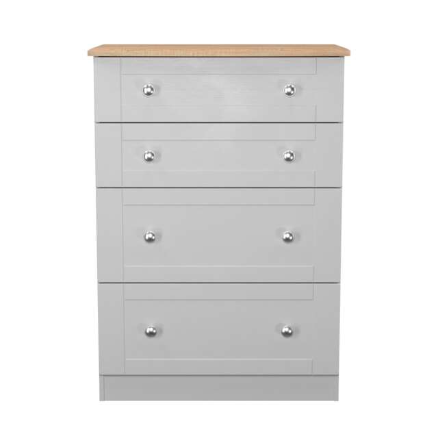 Cumbria 4 Drawer Deep Chest of Drawers in Grey Ash & Bardolino Oak (Ready Assembled) Grey Grey Ash & Bardolino Oak