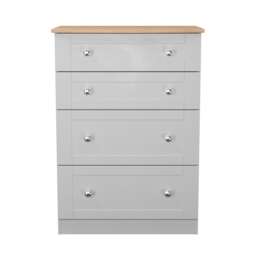 Cumbria 4 Drawer Deep Chest of Drawers in Grey Ash & Bardolino Oak (Ready Assembled) Grey Grey Ash & Bardolino Oak