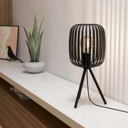 EGLO Romazzina Black Caged Tripod Table Lamp