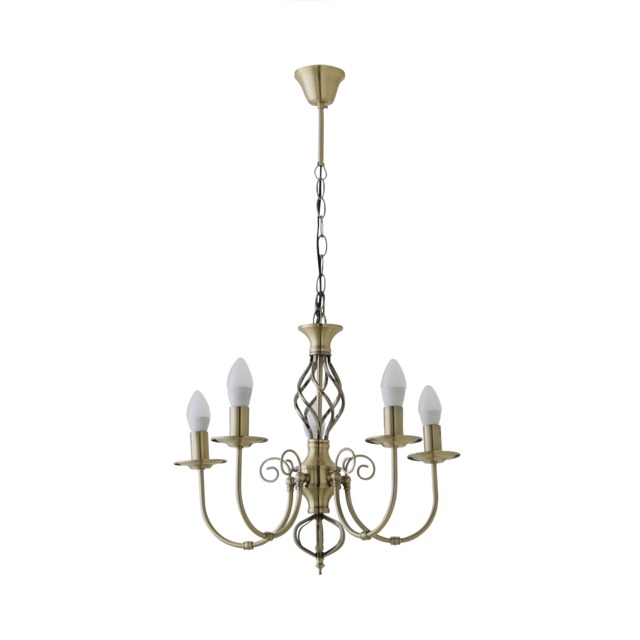 ValueLights Memphis Twist Antique Gold 5 Way Chandelier