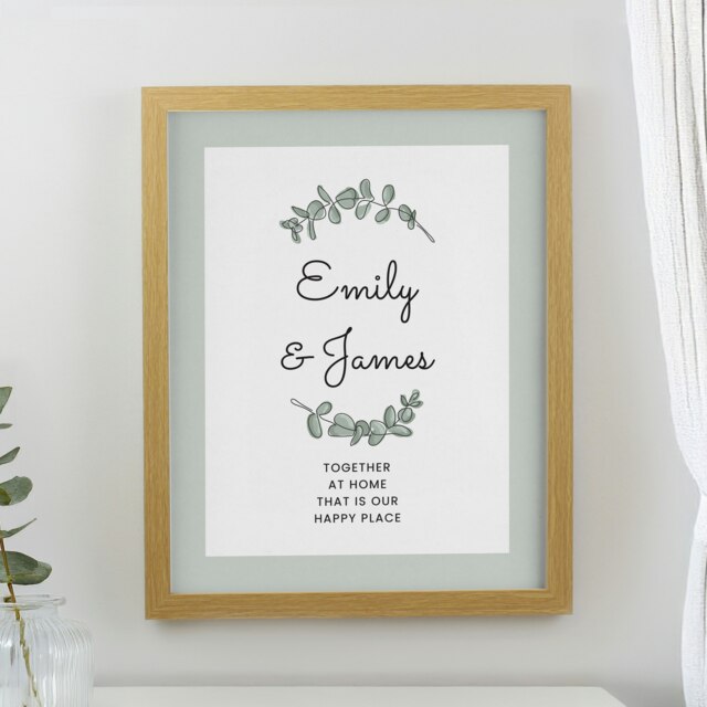 Personalised Botanical Oak Poster Frame Brown One Size