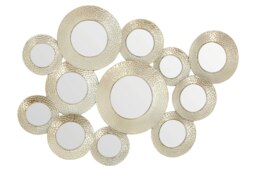 Orsina Hammered Silver Wall Mirror, Vintage Textured Finish Multi-Circle Wall Mirror, Entryway Accent Mirror