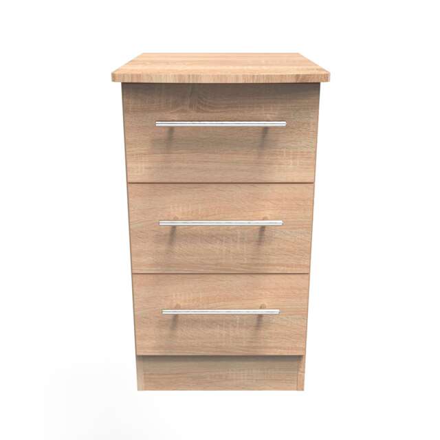 Carlton 3 Drawer Bedside Cabinet in Bardolino Oak (Ready Assembled) Brown Bardolino Oak