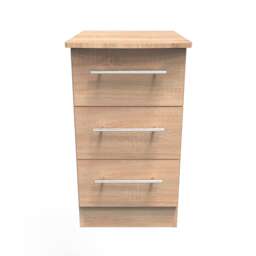 Carlton 3 Drawer Bedside Cabinet in Bardolino Oak (Ready Assembled) Brown Bardolino Oak