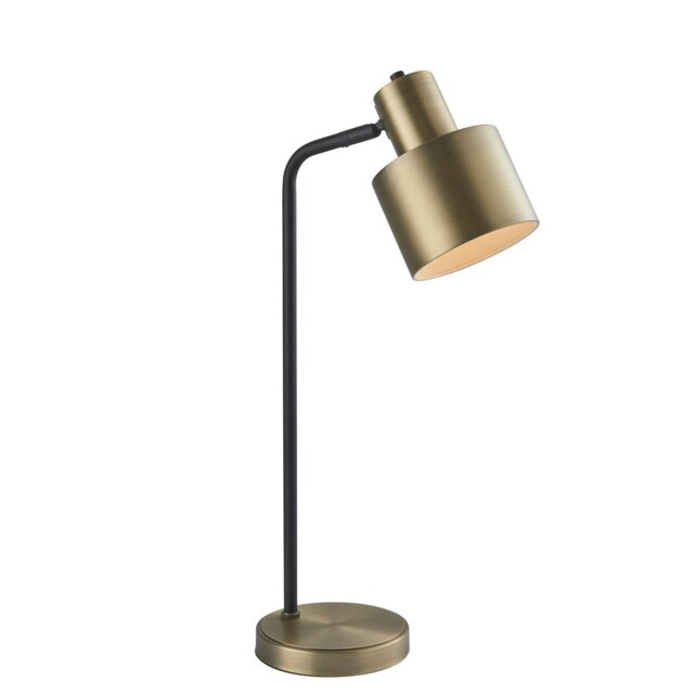 Mayfield Task Table Lamp Matt Antique Brass Plate, Matt Black