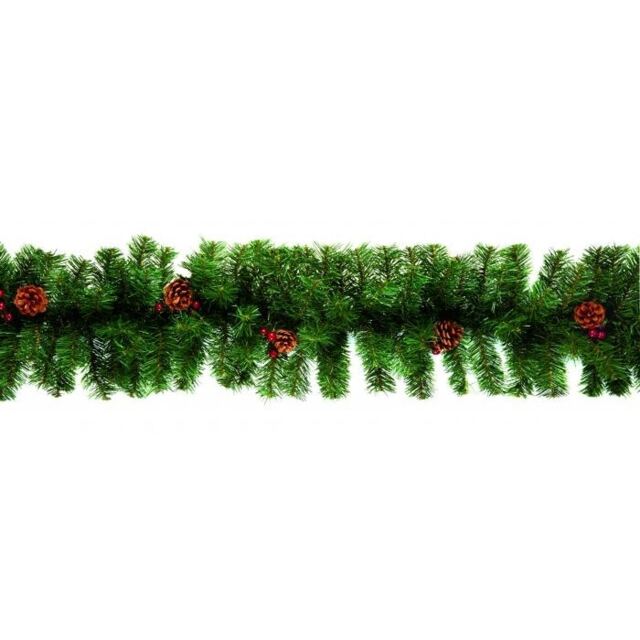 Premier Berry & Cone Garland Green Green 1