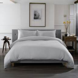 St Quentin 100% Cotton Double Gauze Duvet Cover Set - Soft & Breathable Bedding - 180 Thread Count Grey Grey King