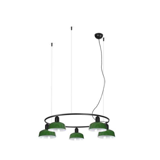 Tatawin Small Pendant Ceiling Light Black, Gloss Green 5x E27