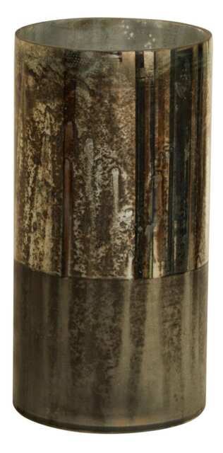 Gaia Large Glass Vase in Metallic Antique Finish Black Black