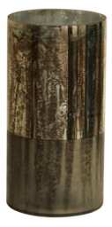 Gaia Large Glass Vase in Metallic Antique Finish Black Black