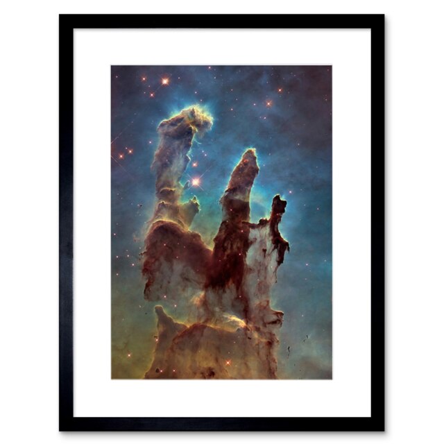 "Hubble Space Telescope Blue Haze 2014 Pillars Creation 9x7"" Black Framed Wall Art Print"