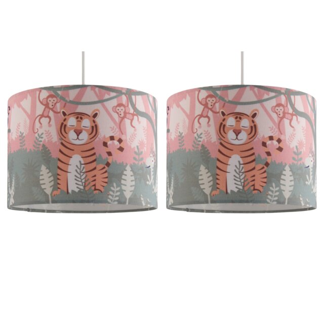 Set of 2 Jungle - Safari 25cm Easy Fit Pendant Fabric Shades