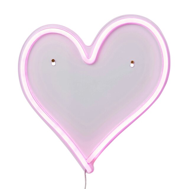 BHS Glow Kid's LED Heart Neon Wall Light, Pink