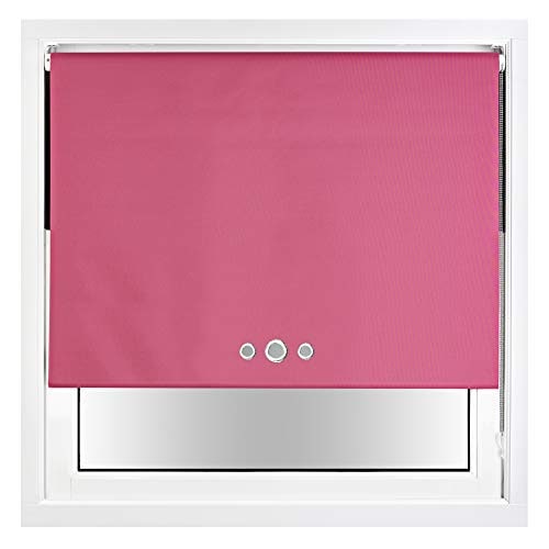 FURNISHED Blackout Roller Blind with Triple Eyelets & Metal Fittings Pink Fuchsia (W) 80cm x (L) 165cm