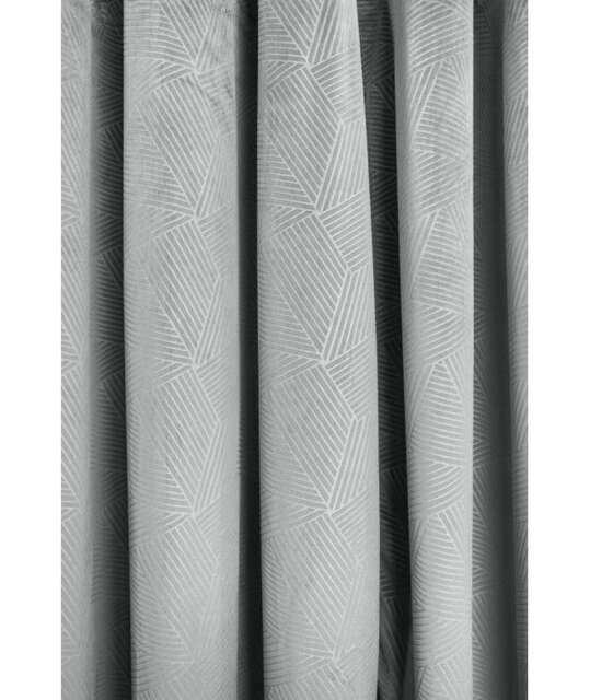 Deco Lined Eyelet Geometric Curtains 168cm x 137cm Silver Grey Grey
