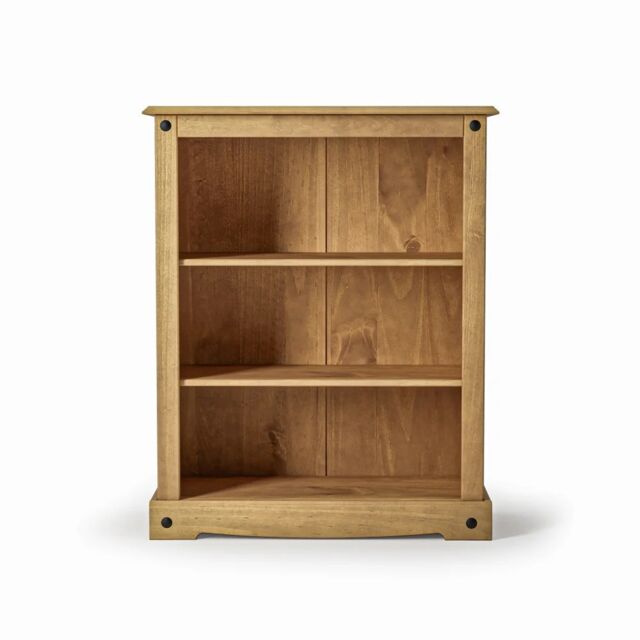 Corona Bookcase Small Low 3 Book Shelves Mexican Solid Pine Wood
