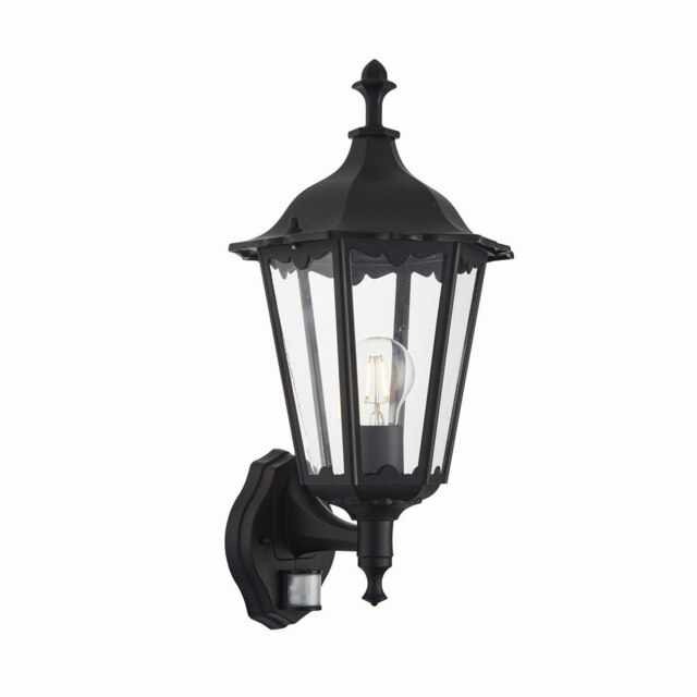 Burford 1 Light Outdoor Wall Lantern Matt Black Paint, Glass IP44, E27