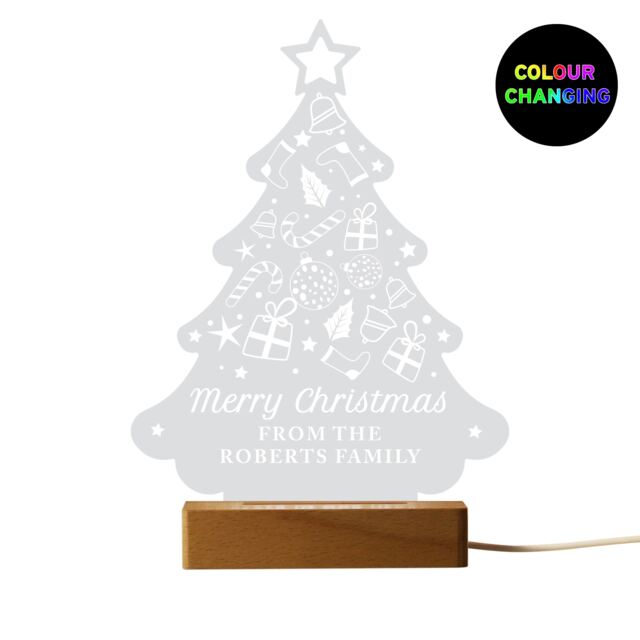 Personalised Christmas Tree Wooden Based LED Light