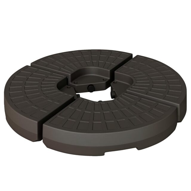 Outsunny 4 PCs Portable Round Parasol Base Up to 100kg, Sand or Water Fillable Umbrella Cross Stand Weights Holder