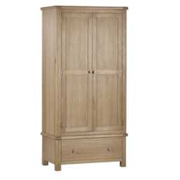 Premium Hudson Limed Oak 2 Door & 1 Drawer Wardrobe in Limed Oak