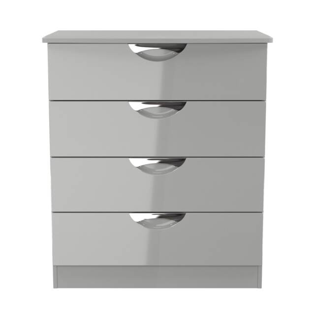 Holborn 4 Drawer Chest of Drawers in Grey Gloss & Dusk Grey (Ready Assembled) Grey Grey Gloss & Dusk Grey