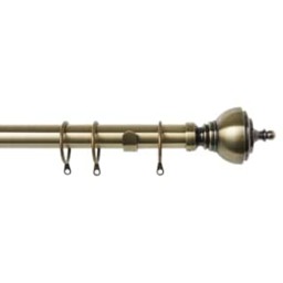 35mm Fixed Length Metal Curtain Pole Set Antique Brass Vienna Finial 160cm Bronze Bronze