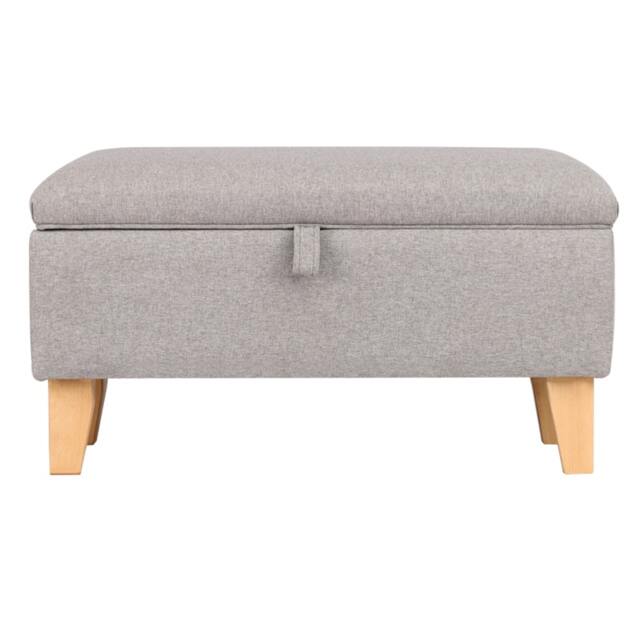 Living and Home Linen Upholstered Storage Ottoman - Light Grey - 71cm