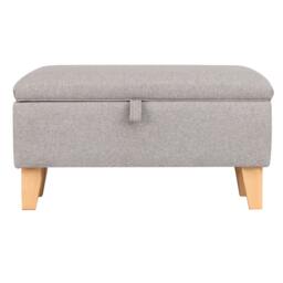 Living and Home Linen Upholstered Storage Ottoman - Light Grey - 71cm