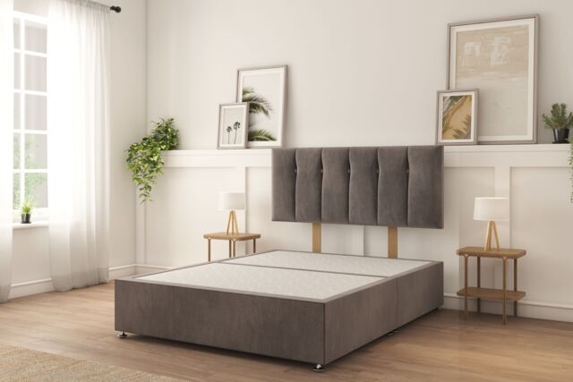 "Sloomy Highbury Naples Divan Bed Base No Drawers With 26"" Strutted Headboard"