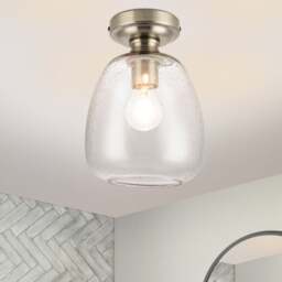 COSYLYTE Buxton Bathroom Light Classic Bubble Glass Ceiling Light - Antique Brass Base Gold Antique Brass 1