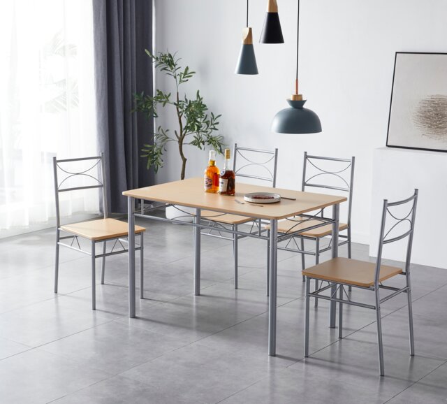 MCC Direct Dining table and 4 chairs set with Metal frame Silvia Range Natural