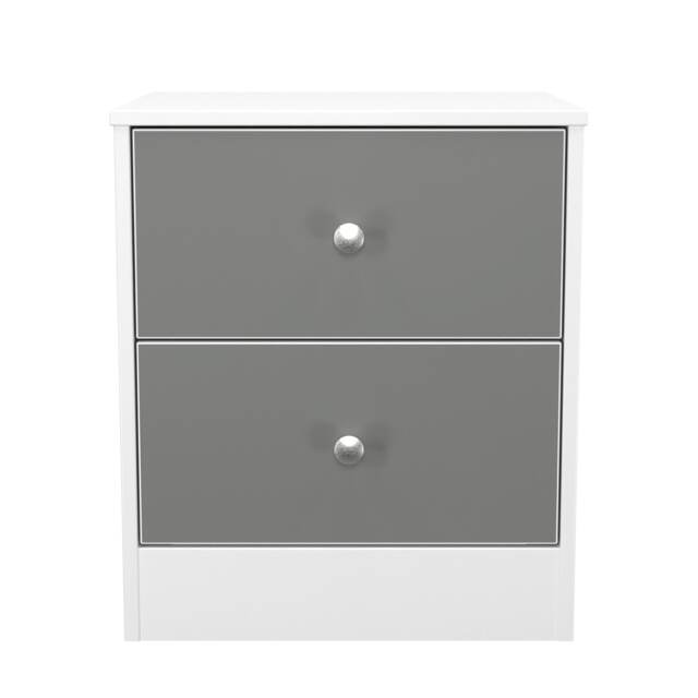 Truro 2 Drawer Compact Bedside Cabinet in Uniform Grey & White Matt (Ready Assembled) Grey Uniform Grey & White Matt