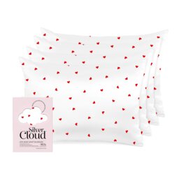 Silver Cloud Silver Ion Infused Satin Pillowcase Heart Print - 4 Pack