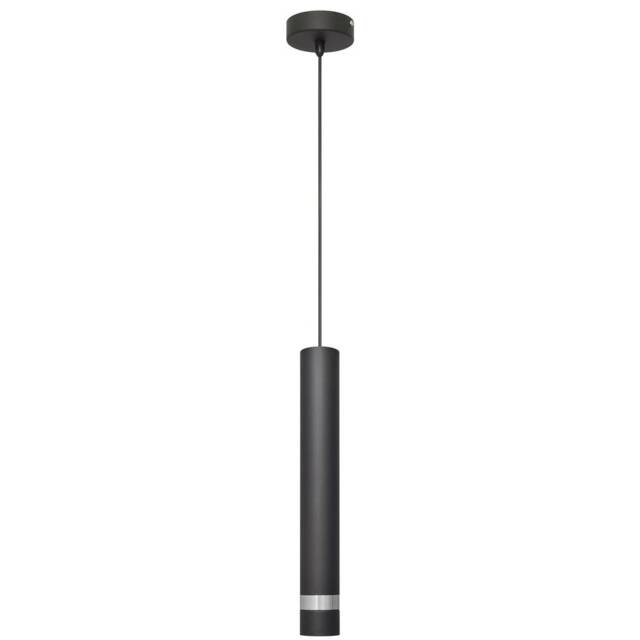 Tuba Slim Pendant Ceiling Light Black, Chrome 10cm