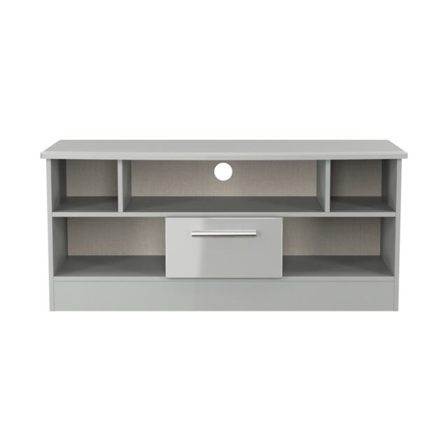 Windsor 1 Drawer TV & Media Unit in Grey Gloss & Dusk Grey (Ready Assembled) Grey Grey Gloss / Dusk Grey