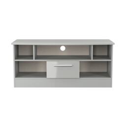 Windsor 1 Drawer TV & Media Unit in Grey Gloss & Dusk Grey (Ready Assembled) Grey Grey Gloss / Dusk Grey