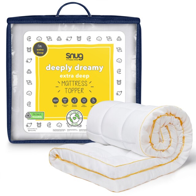 Snug Deeply Dreamy Extra Deep Mattress Topper, 10 cm Thick White 1