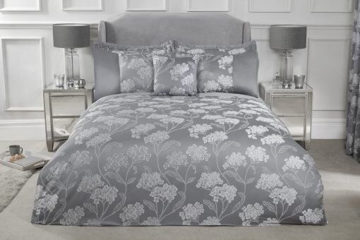English Garden Duvet Set King Bed Silver