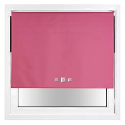 FURNISHED Blackout Roller Blind with Triple Square Eyelets Easy Fit Window Shade Pink Fuchsia (W) 230cm x (L) 210cm