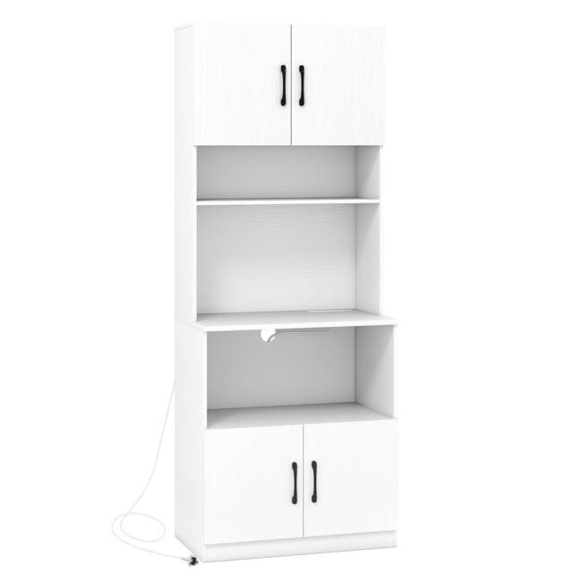 COSTWAY Pantry Cabinet with Power Outlets Freestanding Narrow Kitchen Hutch