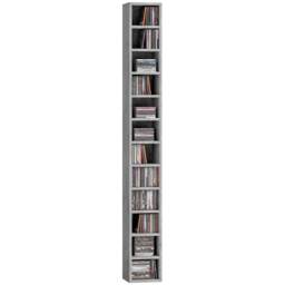 HOMCOM 204 CD Storage Unit, Storage Tower with 12 Cubes, 175cm Tall Bookcase for Living Room, Home Office, Study Room, Cement Grey