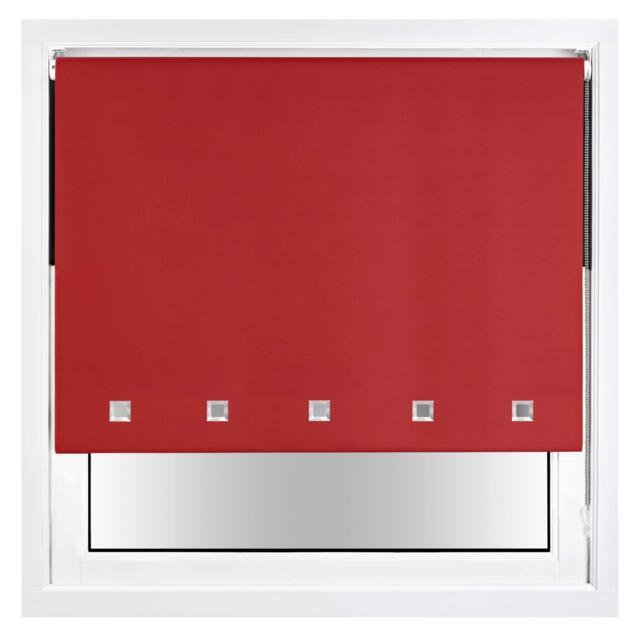 FURNISHED Blackout Roller Blind with Square Eyelets and Metal Fittings Easy Fit Window Shade Red Red (W) 135cm x (L) 165cm