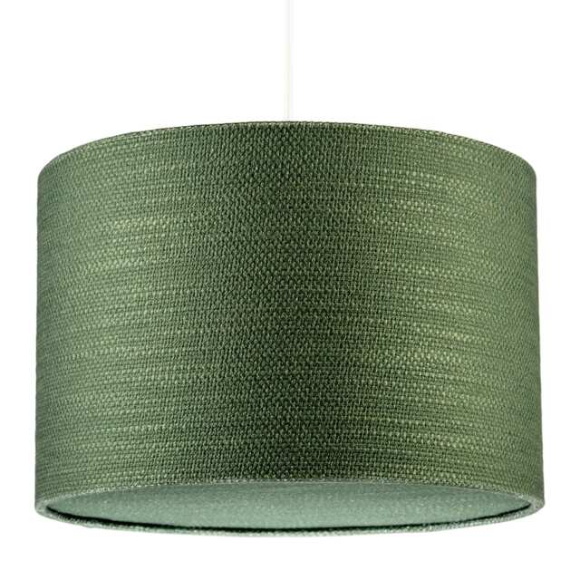 Vineyard Green Textured Linen Pendant Lighting Shade with Diffuser