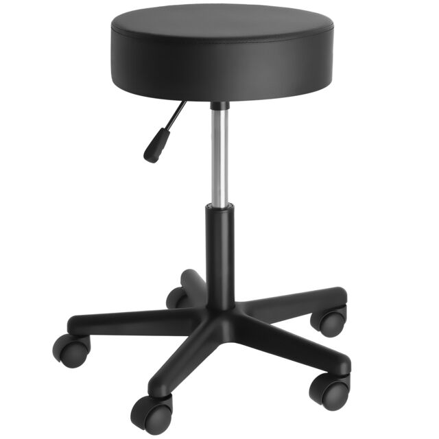 Desk Stool Werner - height adjustable, rotatable, good padding, 5 double wheels Black black 52 x 52 x 61 cm 1