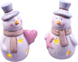 St Helens Ceramic LED Snowman, Pair