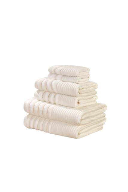 Linear 6 Piece Cotton Towels Bale Set Soft and Absorbent Cream Bath towel