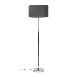 ValueLights Charlie Chrome Floor Lamp Charcoal Grey Shade