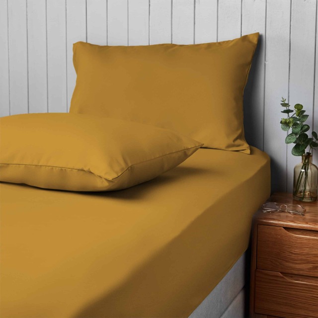 Silentnight Supersoft Fitted Sheet and Pillowcase Set, Ochre