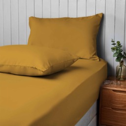 Silentnight Supersoft Fitted Sheet and Pillowcase Set, Ochre